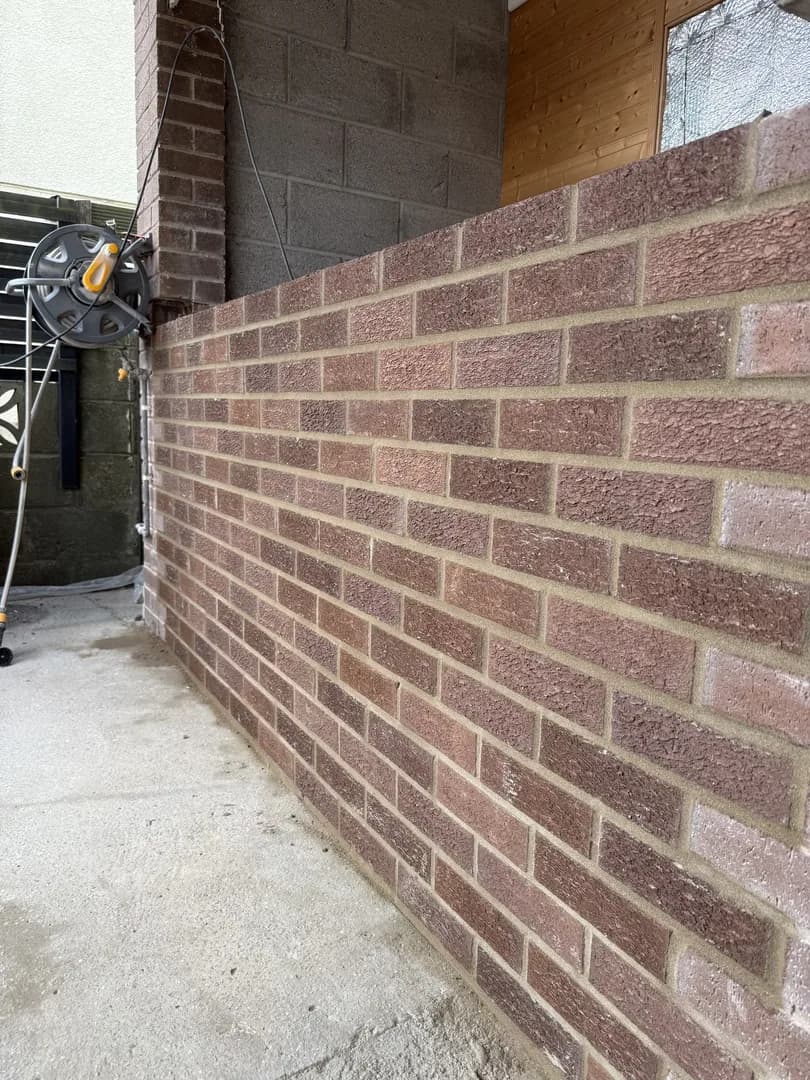 Close-up of quality bricklaying in Bridgend
