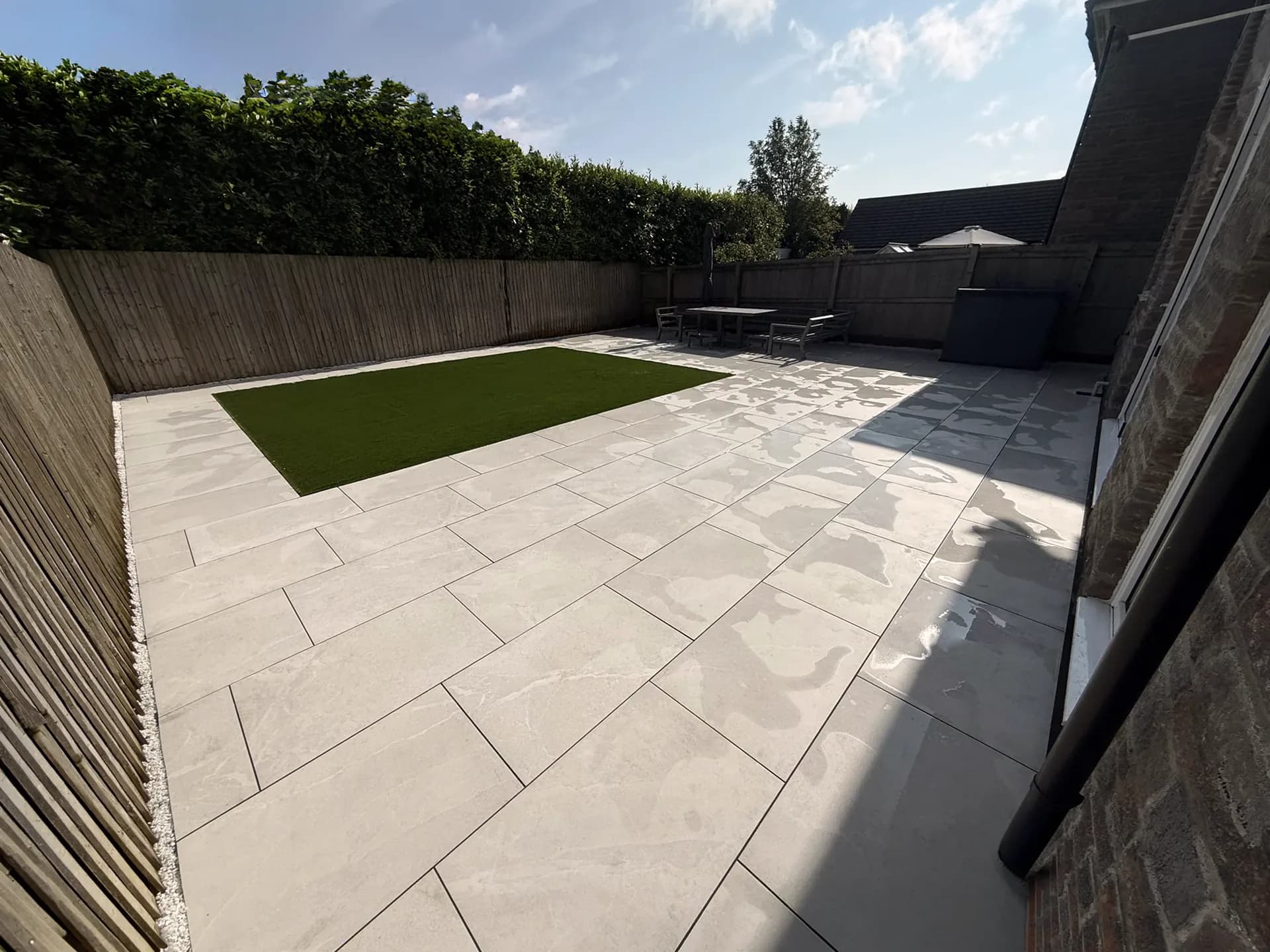 Porcelain patio and landscaping in Bridgend, South Wales