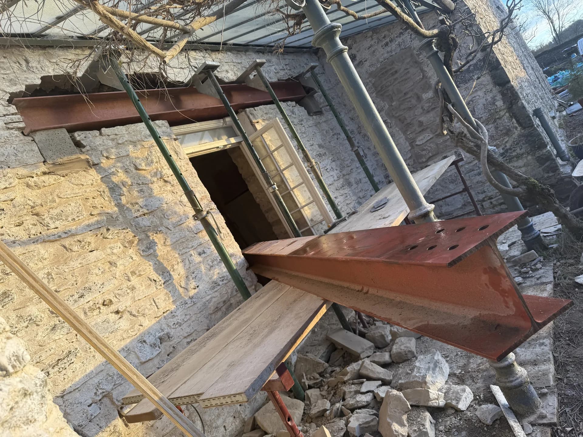 RSJ steel beam structural work by Reynolds Brickwork in Neath