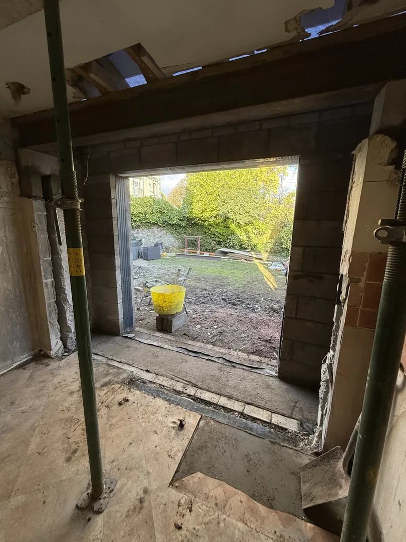 Structural steel opening and RSJ installation by Reynolds Brickwork in Bridgend